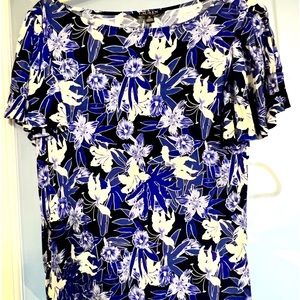 Colorful print Lauren T with flutter sleeves